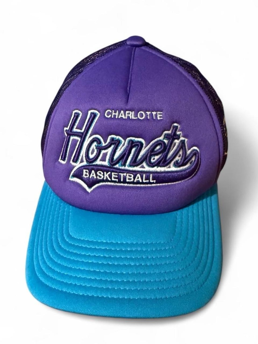 Mitchell & Ness Purple and Teal Charlotte Hornets Mesh Trucker Hat
